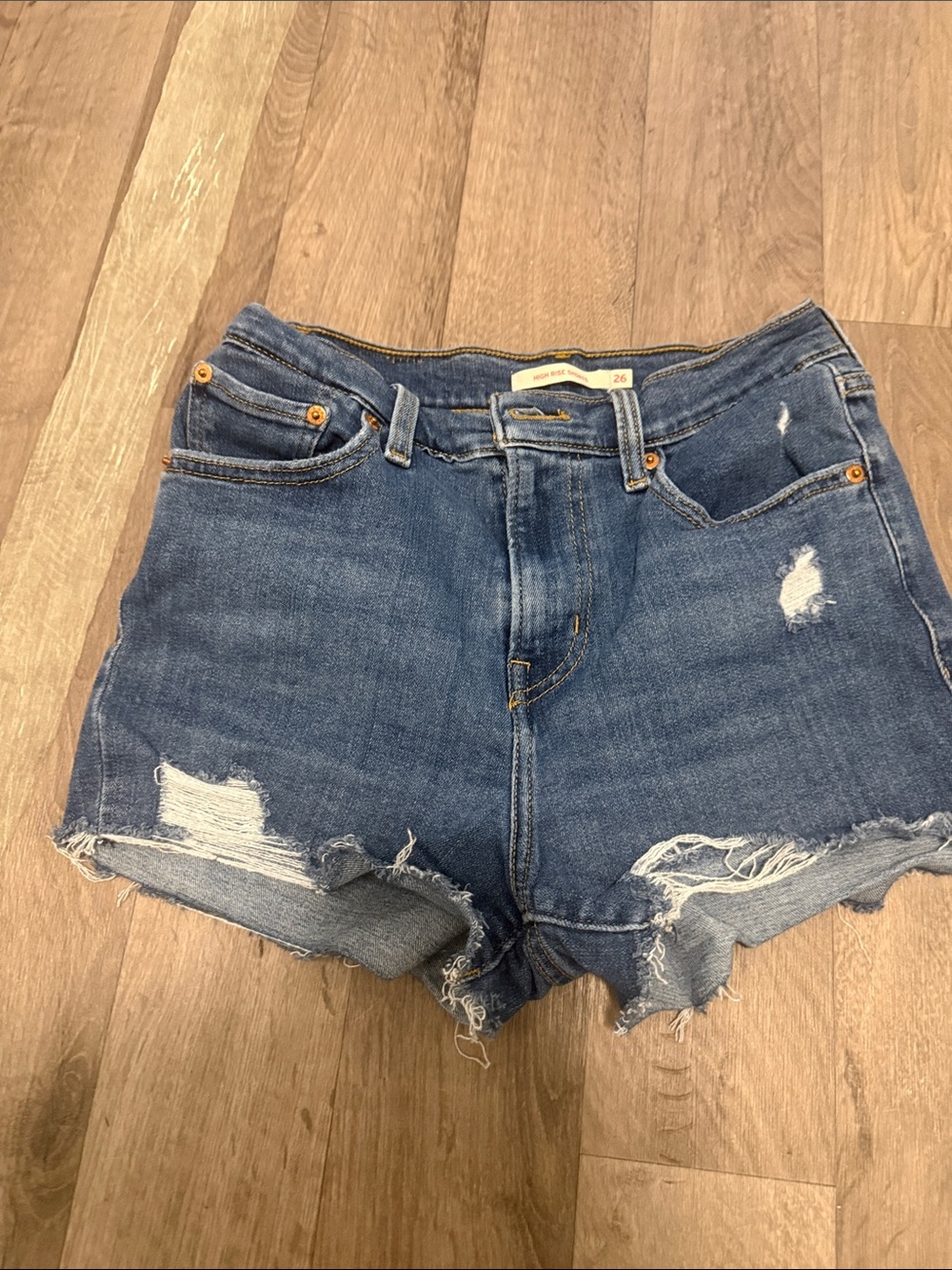 Original Use Dark Blue Distressed Denim Cutoff Shorts